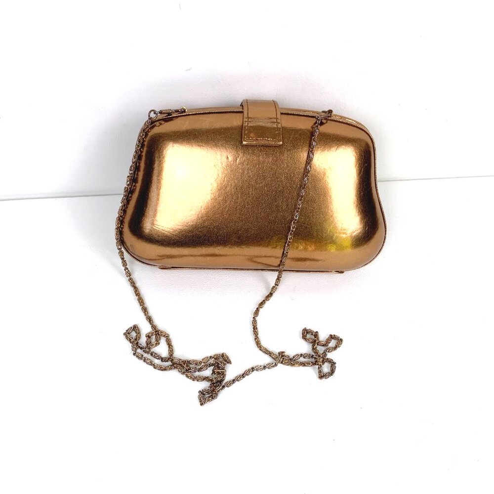 Vintage La Regale Rose Gold Clutch Hard Case Crossbody Chain Strap - Picture 2 of 16